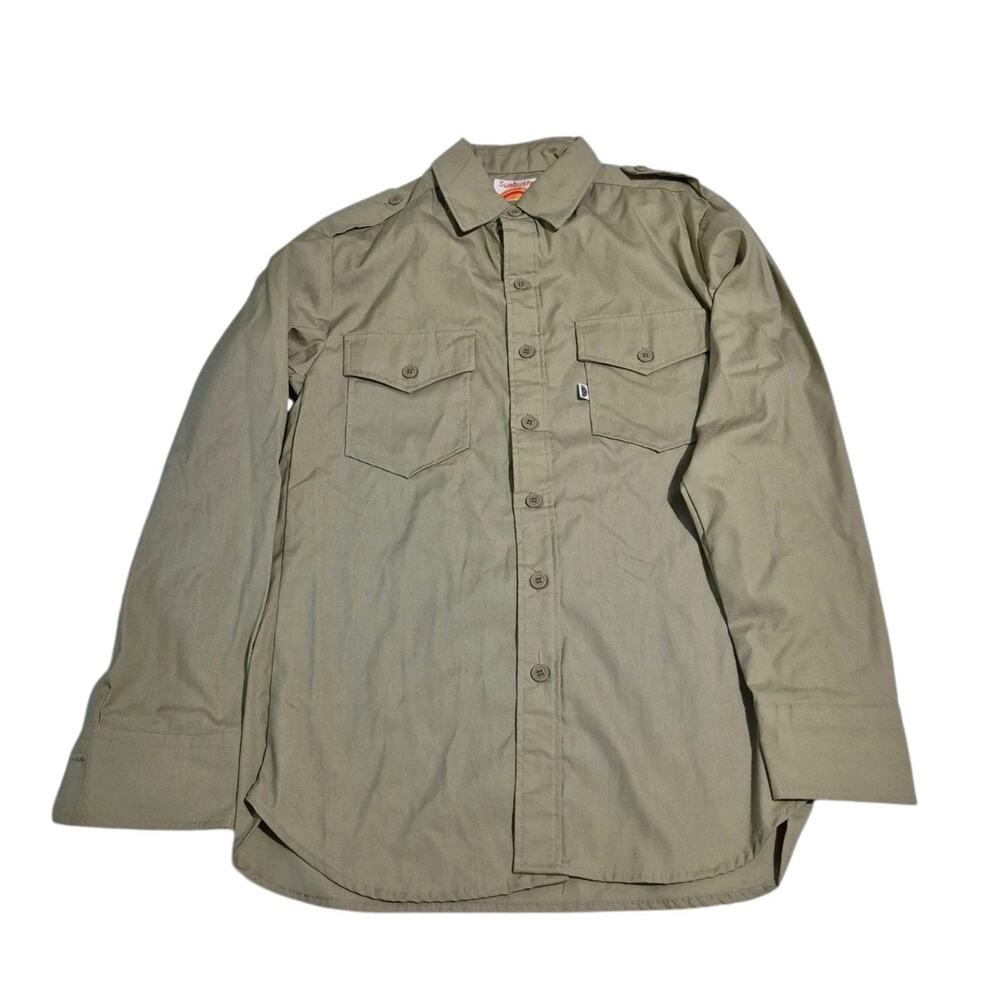 Sunbuster Vintage Long Sleeve Shirt Medium Tan Button Up Safari